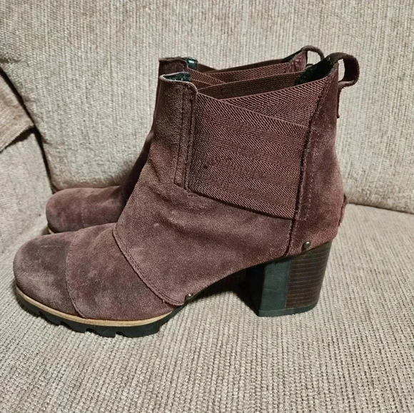 Sorel Women's Addington Chelsea Boots Sz 8.5 Redwood Waterproof Suede Block Heel - Picture 2 of 11